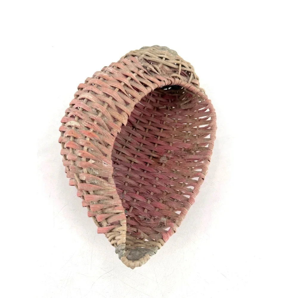 Ben Rickert Wicker Conch Shell Basket Small Pink Coastal Cottagecore Decor